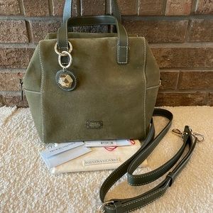 Francis Valentine Olive suede satchel